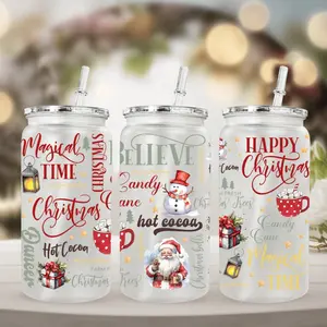 1pc 16oz Water Bottle, Cartoon Snowman Printed Water Mug, Cup, Travel Mug, Straw Cup, Coffee Mug, Suitable for Christmas, Valentine's Day, and Mother's Day Gifts.