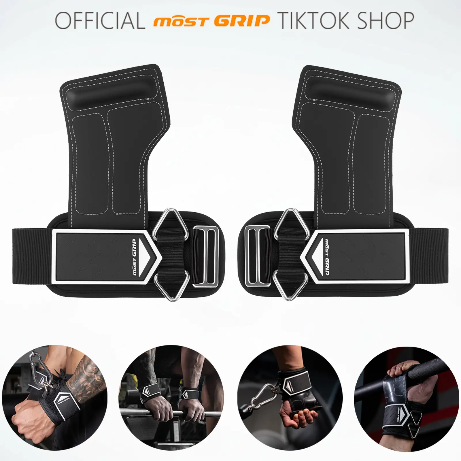MOST GRIP Ergonomic Rubber Lifting Grips, a Strength Training Accessory with Cushioned Wrist Wraps, Non-Slip Palm & D-Rings for Men and Women for Weightlifting and Deadlifts, Fitness Exercise Accessories, Cushioned Wrist Loop, Durable Rubber Handles Heavy