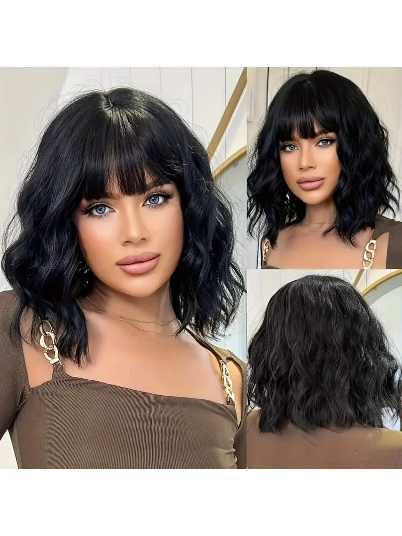 Black wig short with bangs bob - TikTok Shop display picture 1