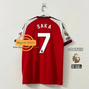 Unisex Soccer/Football Arsenal Team Saka #7 Champions Language/Premier League 2025/26, Arsenal Editions Short Sleeve Soccer Jersey