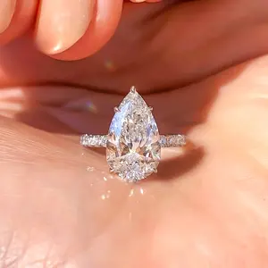 Luxury Teardrop Cubic Zirconia Ring, Artificial Gemstone Engagement Ring, Elegant Proposal & Anniversary Gift for Teenagers, Party Jewelry, Engagement Rings