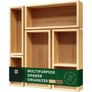 5-  Drawer Organizer Set - Multi-Use Storage Trays for Kitchen, Bathroom, Office, Makeup,  & More - Junk Drawer Tray, Utensil Holder, Storage Box & Bin Set (5 Boxes)