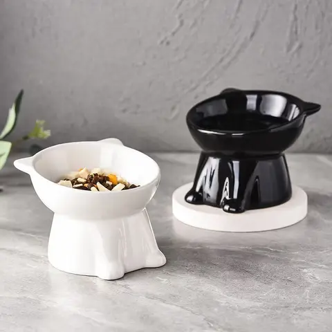 Tall Cat and Dog Bowl 15° Tilt, Anti Vomiting Elevated Pet Feeding Bowl, Feeder, Neater Feeder, Designed to Protect Neck and Spine, Non slip Wide Base, Durable Plastic Material, Suitable for Cats, Small Dogs, Wet and Dry Food, Practical Pet Gift