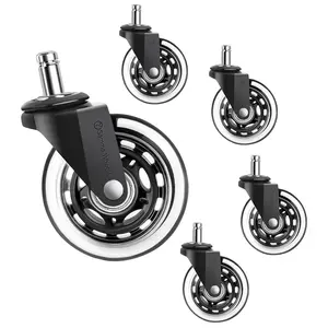 Premium Office Chair Wheels Black, Pack of 5, 7/16 x 7/8 Inch – Heavy Duty Replacement for Scratch-Free, Smooth & Silent Rolling, Suitable for Floors & Carpet