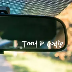 4 Counts Set (black+white) Lnspirational Vinyl Sticker,Car Rearview Mirror Decal,Trust in God Car Rearview Mirror Sticker,Ldeal Christian Gift.