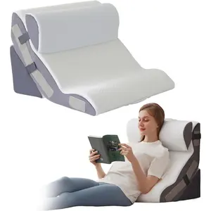 3PCS Wedge Pillow Set for After Surgery, Back Pillow for Bed Sitting up, 10-in-1 Foam Wedge Pillow for Acid Reflux & Back Pain Relief, Post Surgery Pillow for GERD & Snoring, White