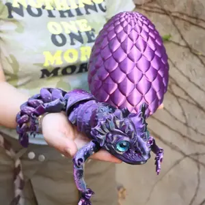 3D Printed Lizard Egg Set, Moving Statue, Articulating Animal Figurines, Perfect for Halloween and Christmas Gifts, Seasonal Decor, Collectible Room Decor, Art Display, High-Quality Printing