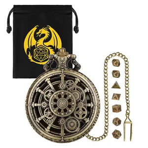 Dice Set With 3D Carved Pocket Watch, Equipped With 7-piece Polyhedral Metal Dice, Men's And Women's Birthday Gifts, Christmas Gifts, Family Gathering Tabletop Games