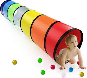 Easter Gift Kids Play Tunnel for Toddlers – 6ft Colorful Pop Up Crawl Tunnel Toy for 1‑3 Years, Indoor & Outdoor Toddler Tunnel with Breathable Mesh – Collapsible Crawling Toy Gift for Boys & Girls