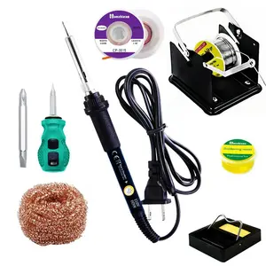 Professional Soldering Iron Kit, Efficient Heat Conduction, Soldering Tools, Corded, Includes Two Solder Wick Rolls, Solder Wire Stand, Rosin, Solder Holder, Screwdrivers