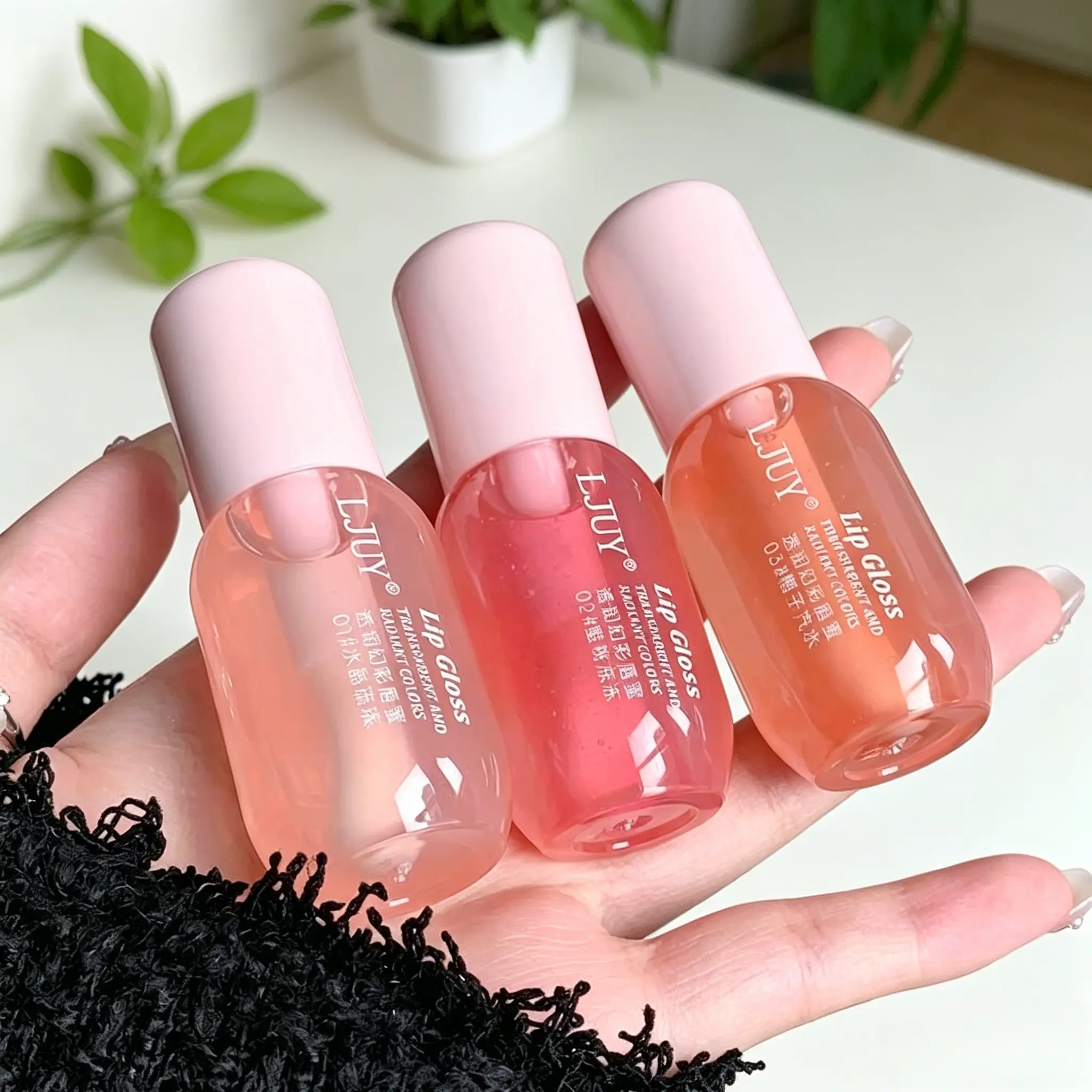 LJUY 3PCS Lip Oil Set, Shiny Clear Lip Gloss, Hydrating Moisturizing Melting Lip Balm, Lip Care for Reducing Lip Lines in Winter