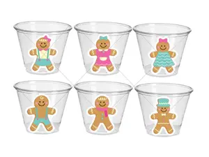 GINGERBREAD PARTY CUPS -Gingerbread Cups Christmas Party Cups Gingerbread Party Gingerbread He or She Cups Birthday Decoration Gender Reveal