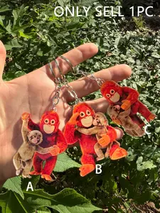 2D Flat Acrylic Monkey Keychain, Cute Cartoon Design, Lightweight Thin, Sunscreen Non-Fading, Durable, Perfect Gift for Friends and Kids