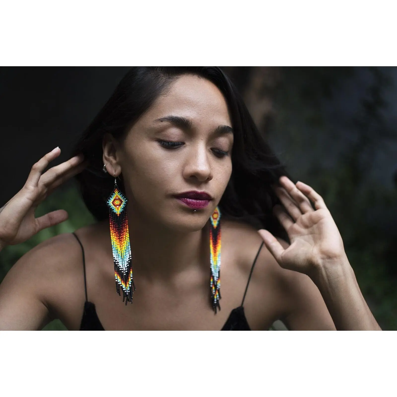 Achilles - Native Beaded Earrings with Earthy Tones - Handmade by Indigenous Artisans - Mother Sierra