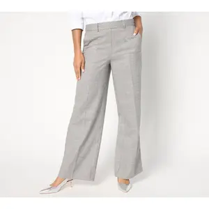 Isaac Mizrahi Live! Petite Plaid Wide Leg Pants with Shine