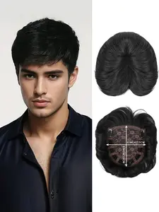 Short Hair Topper Looking Straight Hairpiece to Cover White Hair Loss Toppers Hair Pieces for Men with Thinning Hair Everyday Hairpiece