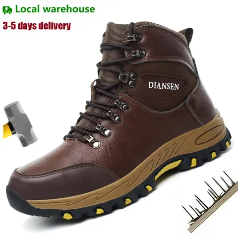 Men's Waterproof Steel Toe Safety Work Boots - Lightweight, Slip-Resistant, Breathable Mesh, Rubber & Cloth Construction, EVA Cushioning, All Seasons Fashion Contractor Gear Footwear for Construction Workers