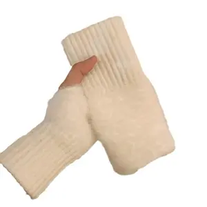 Solid Color Fingerless Gloves, 1 Pair Soft Warm Gloves for Fall & Winter, Elastic Wrist Brace for Women & Girls, Sports & Outdoor Accessories