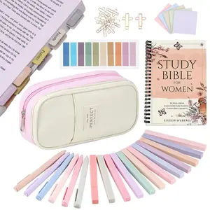 Bible Study Supplies Journaling Kit with Tabs and Highlighter, 1 Set Including Notebook & Pen Case & Stationery, Bible Annotation Kit, Learning Materials, School Supplies