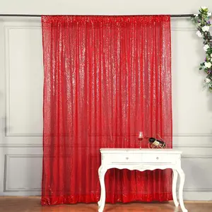 Red Sequin Backdrop Drape Curtain, Photo Booth Event Divider Panel - 8ftx8ft