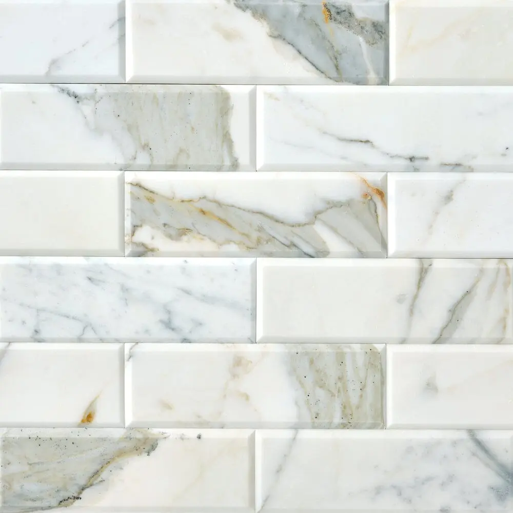Calacatta Gold Beveled 4x12 Polished/Honed Marble Tile