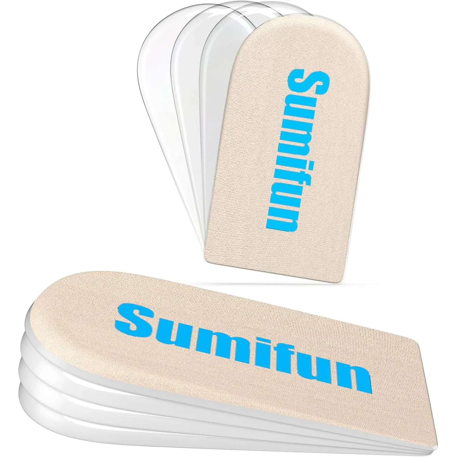 Sumifun Heel Lift, 4-Layer 1 Inch Gel Shoe Lifts for Women Uneven Legs, Adjustable Orthopedic Heel Lifts for Heel Pain and Leg Length Discrepancy, Heel Wedge Inserts 1\/4" 1\/2" 3\/4" (Size S, Beige)