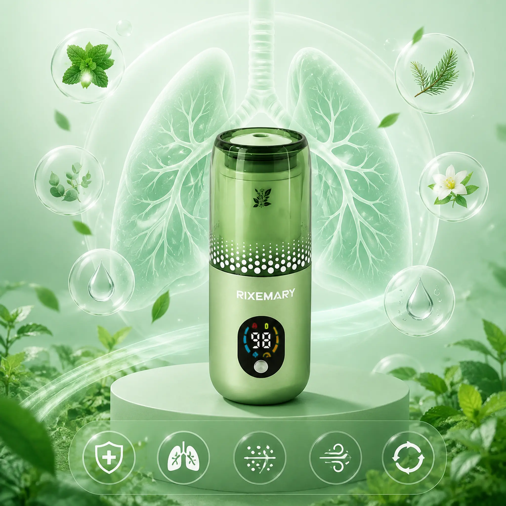 RIXMEMORY Brand-New Mint Scented Essential Oil Diffuser - Home Fragrance Diffusers with 5000mg Spray, Calming Home Fragrance, Air Purification for Late Night Study & Indoor Use