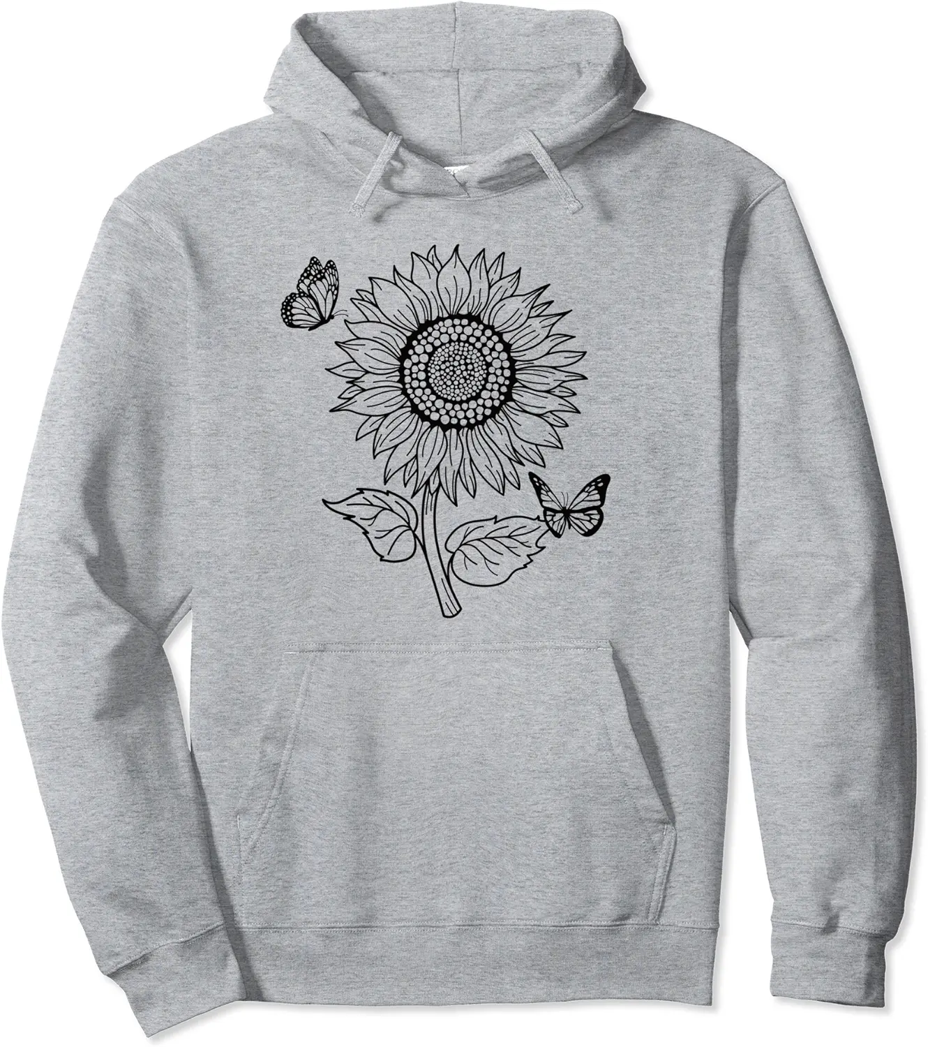 Sunflower Butterfly Wildflower Cottage Core Spring Flower Pullover Hoodie - Janessaho Shop 45B0D3TH2YY3