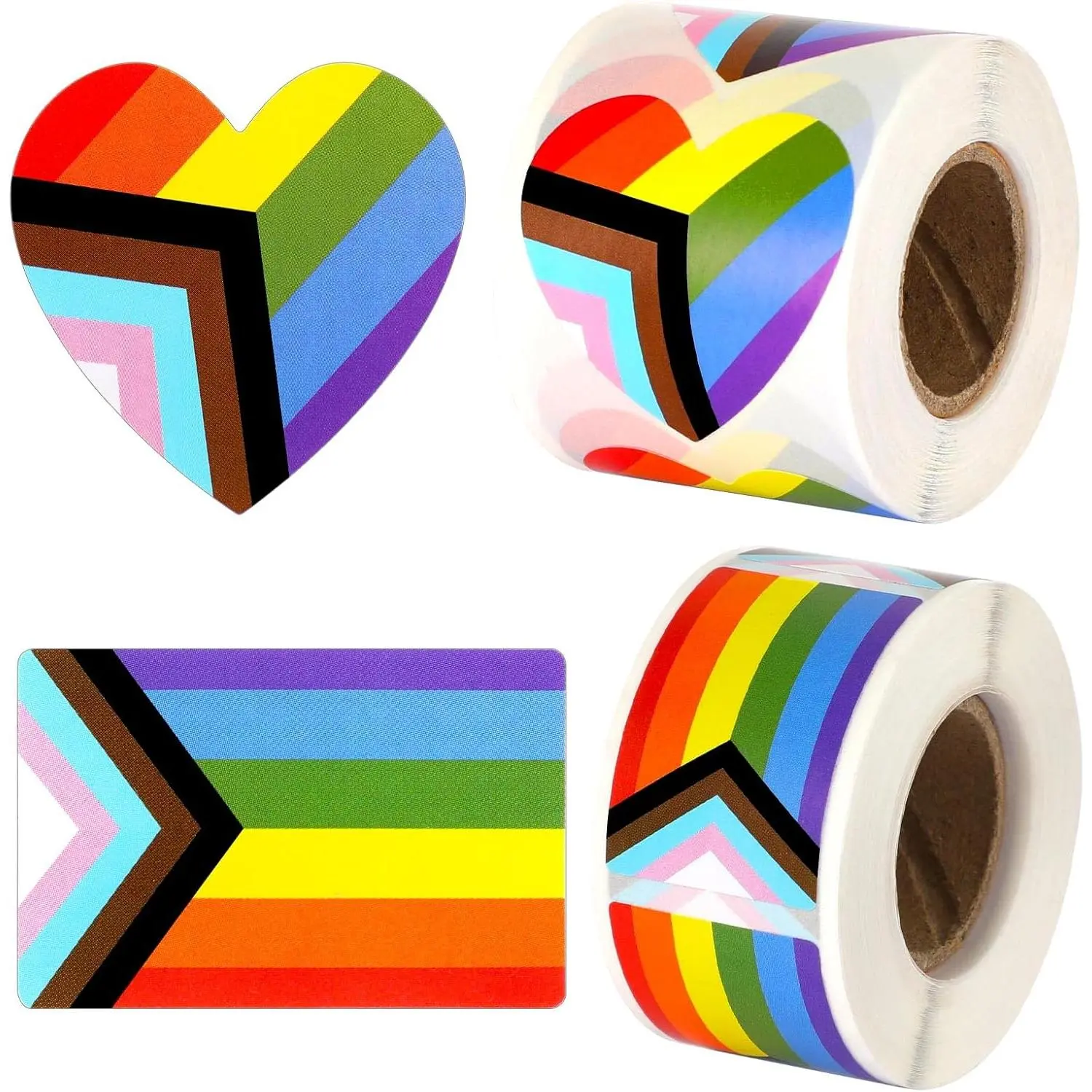 Pride Stickers,600Pcs Gay Pride Stickers Bulk Pride Rainbow Heart Flag Stickers 2 Roll Self Adhesive Decal Stickers for Laptop Water Bottle Decor and Pride Parade Events Accessories