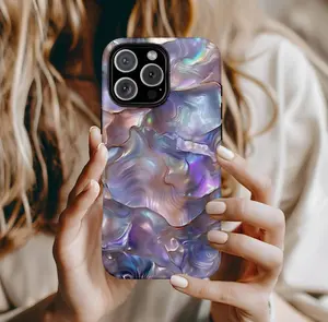 Iridescent Purple Shell Phone Case | Holographic Abalone Design | Stylish Protective Cover for iPhone | Ocean-Inspired Trendy Accessory Durable Protection Casing Cellphone