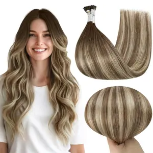 Full Shine Straight Blonde I-Tip U-Tip K-Tip Pre-Bonded Human Hair Extensions 16-22 Inch Italian Keratin Heat-Resistant Natural Look