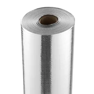 VEVOR Double Reflective Insulation Roll, Woven Fabric Radiant Barrier, 6.5 Mil 48 in x 250 ft, Aluminum Foil PE Woven Cloth Heat Reflective Shield, Thermal Insulation Roll for Window RV Roof