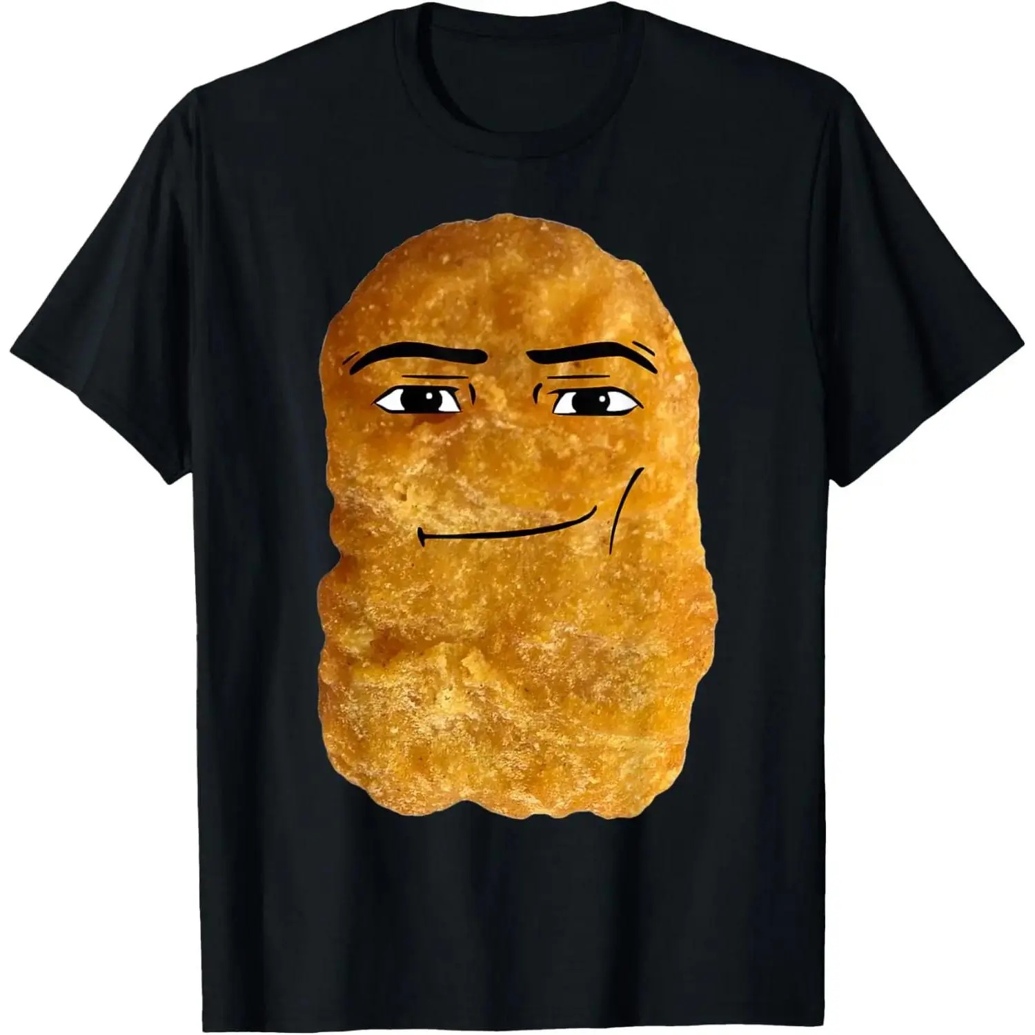 Graphic Print T-Shirt with Chicken Nugget Meme, Unisex Soft 100% Cotton, Shortsleeve Round Neck, Breathable & Casual, All Seasons, Short Sleeve, Cold Wash