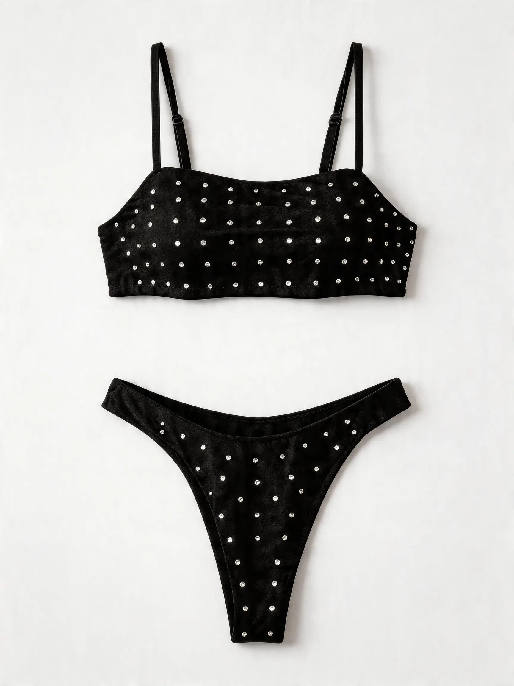 2026 new model spaghetti-strap rhinestone mini bikini two-piece set—fashionable, sexy low-rise women’s two-piece swimsuit set for casual vacations, beachwear, swimwear, and hot spring wear