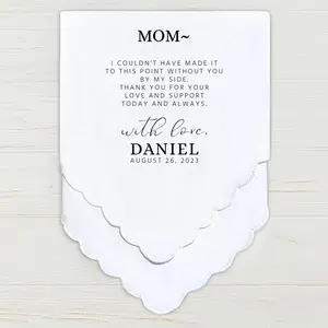 Personalized Wedding Handkerchief Set - Heartfelt Gift for Mother of the Groom - Thoughtful Customized Gift for Mom from Groom - Custom Keepsake for Parents with Elegant Design