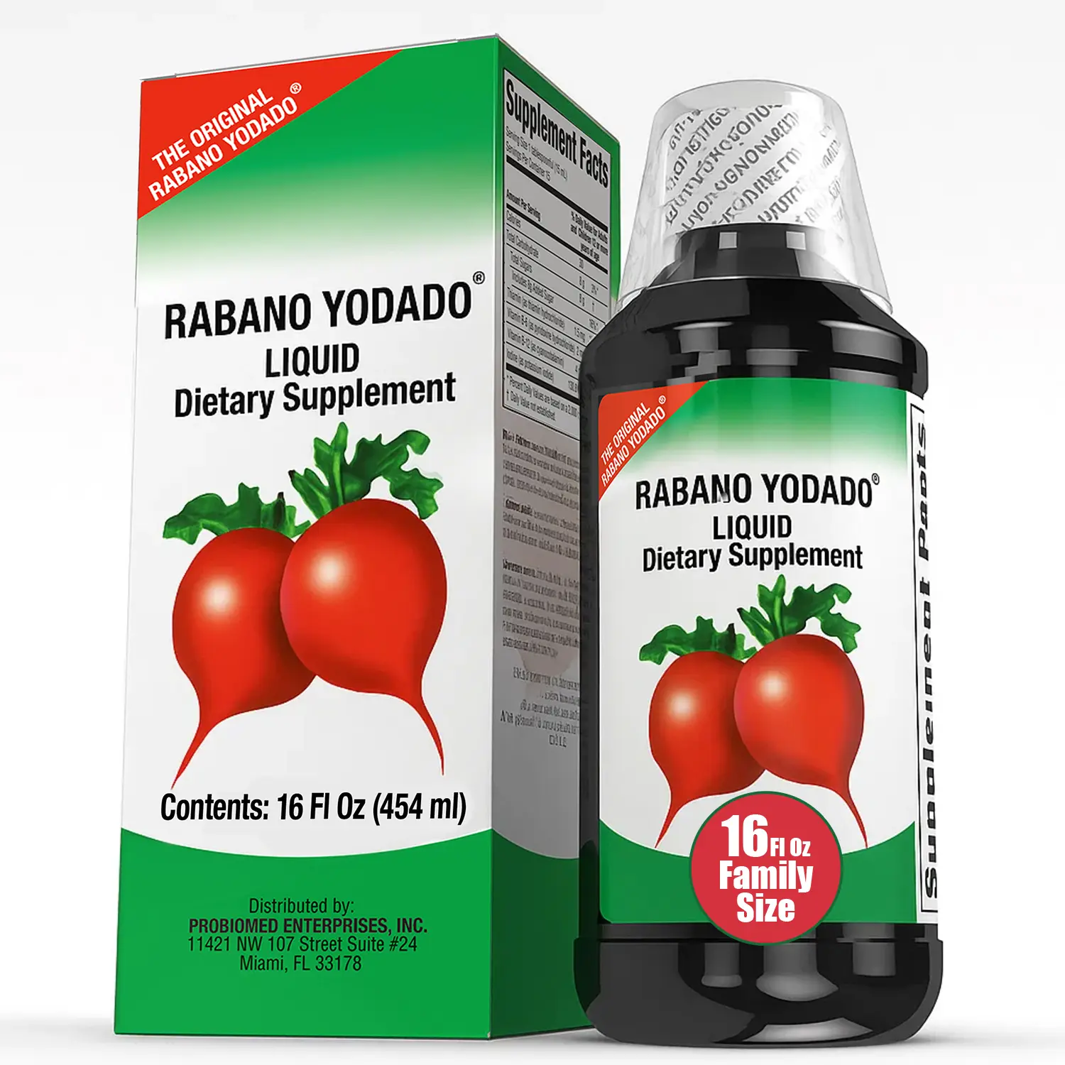 RABANO YODADO Daily Formula Liquid Dietary Supplement - Potassium Iodide-Rich, with B Vitamins, Supports Energy Boost, Metabolism, Nutrient Absorption, Thyroid Health, Gut Support, 16 Fl Oz (1 Pack) for Supplement Routine, B-Complex Vitamins Supplements