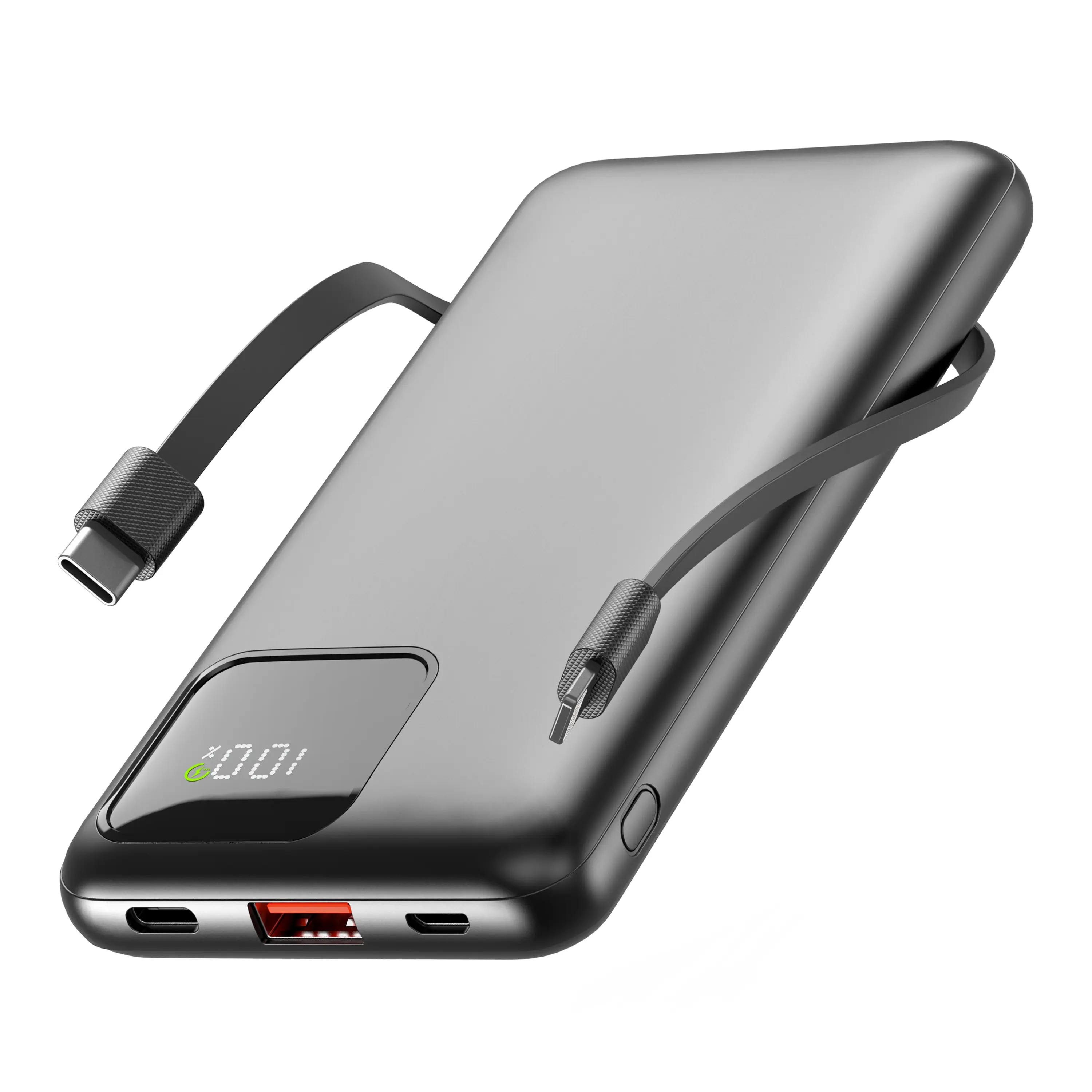 Portable Charger with Built-in Wires, 22.5W Fast Charge Power Bank, 10000mAh Slim Battery Pack for iPhone, Samsung, LG, Google Pixel, iPad