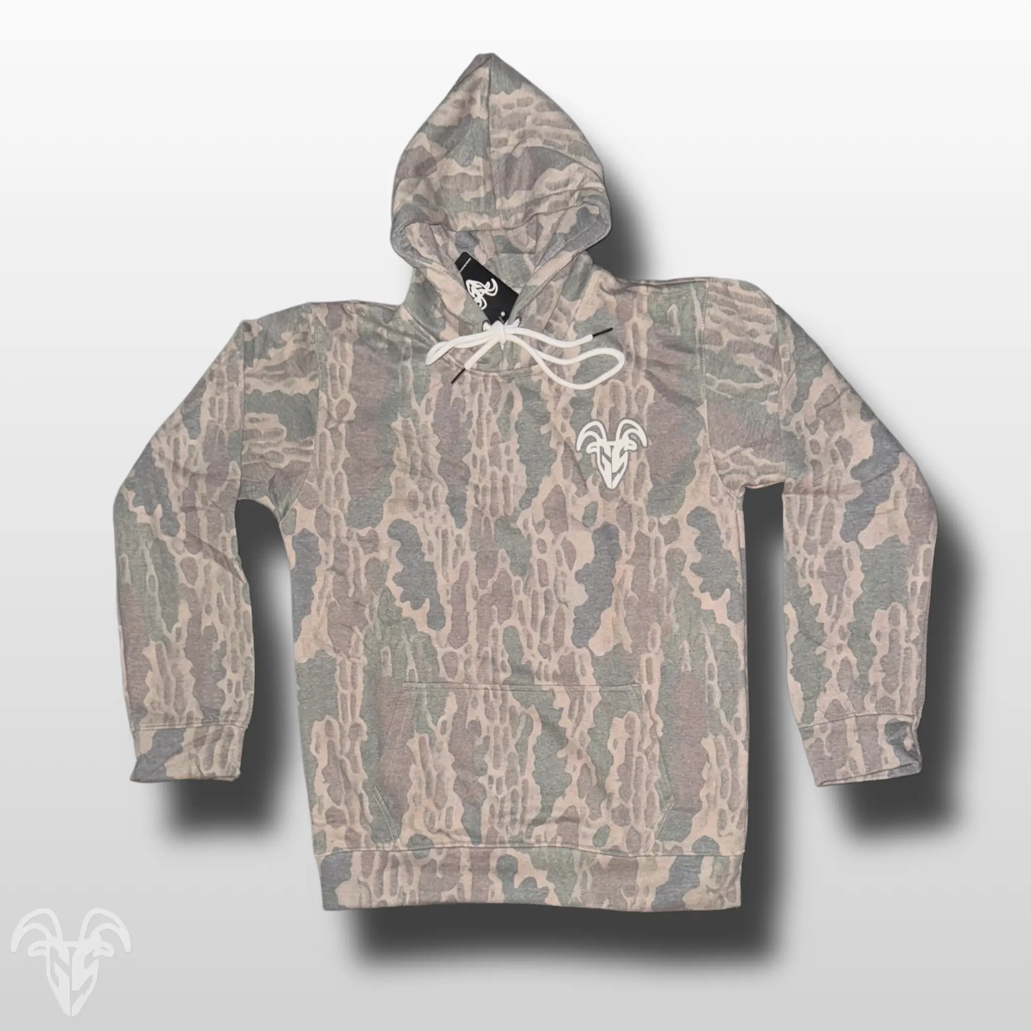 Goat Strength White Washed Old School Camo Hoodie - White Washed Acid Washed Camouflage Sweater for Men & Women Sweaters, Realistic Camouflage Sweatshirt Cotton Fleece Fabric Classic