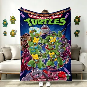 Anime Ninja Turtles Flannel Blanket, Super Soft Cozy Fleece Throw for Adults Kids, Home Office Outdoor Party Blanket, Christmas Birthday Mother’s Day Halloween Gift