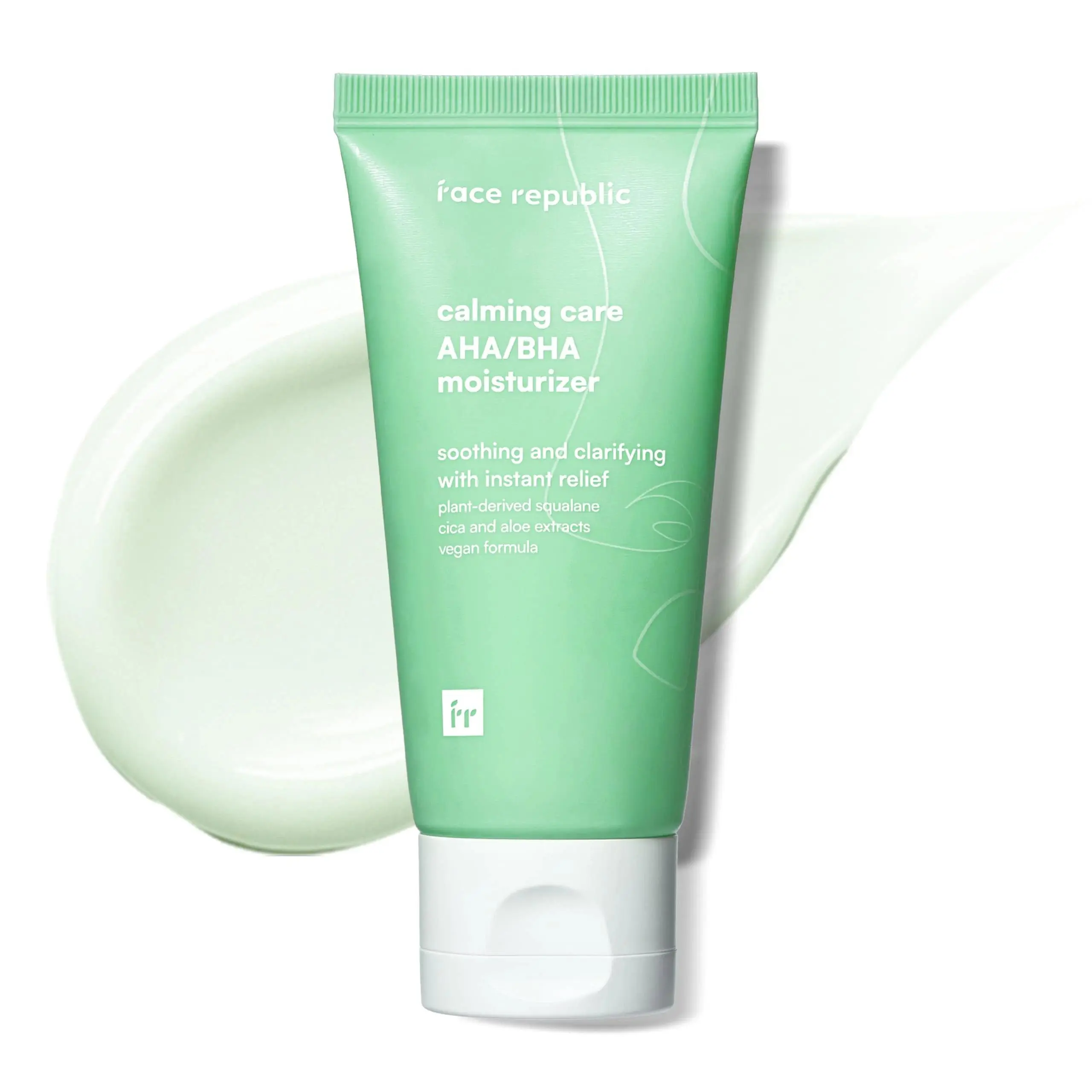 Face Republic Calming Care AHA/BHA Moisturizer 50ml, Korean Gel Cream with Squalane, Lactic Acid, Willow Bark, Cica + Aloe for Oily, Blemish Prone Skin