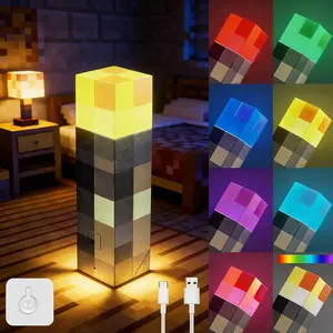 Pixel Torch Toy Light – 7-Color Rechargeable Wall and Handheld Lamp for Kids Bedroom Decor, Gaming Rooms, Play Areas and Creative Displays, USB Charging Portable Pixel-Style Light for Boys, Girls and Fans of Adventure-Inspired Decor