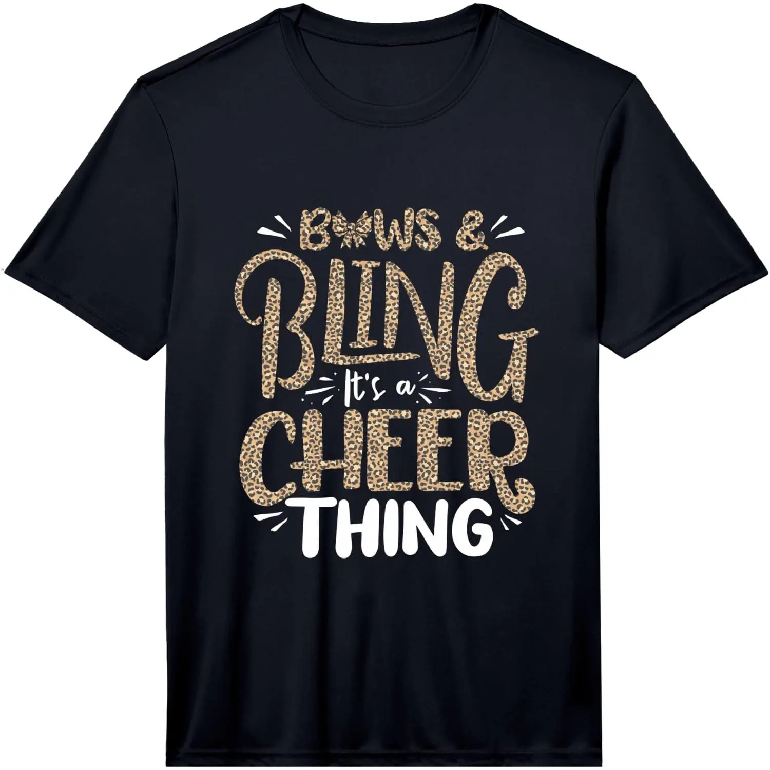 100% Cotton Funny Cheerleading Daughter Leopard Cheetah Print Cheer Mom Performance T-Shirt