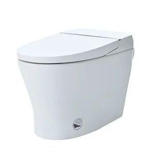 Heated Seat Smart Toilet without Bidet Upmarket Compact Dual Flush 1/1.28 GPF Tankless with Adjustable Temp Foot Sensor Flush White Night Light Knob Control Auto Flush Pine
