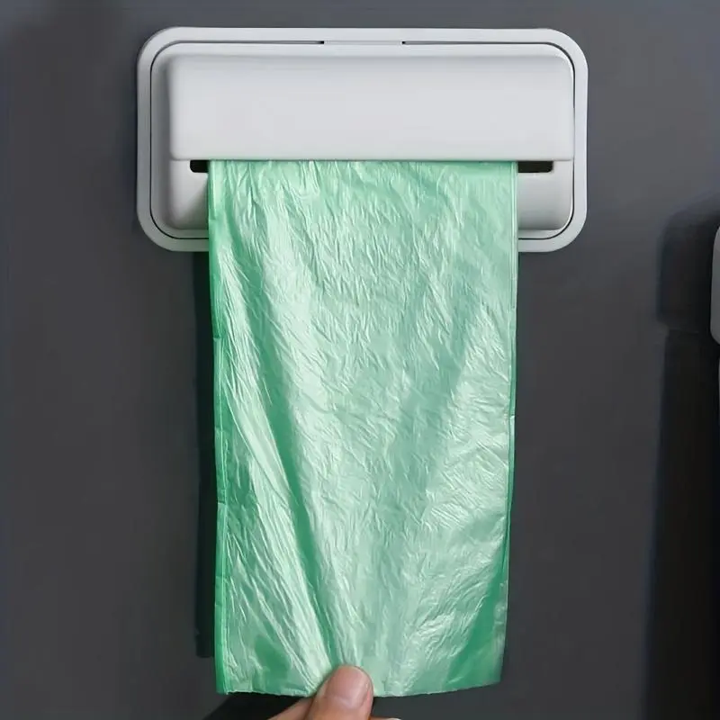 Trash Bags Storage Box Garbage Bag Dispenser For Kitchen Bathroom Wall Mounted Grocery Bag Holder Kitchen Plastic Bags Container Kitchen Organizer
