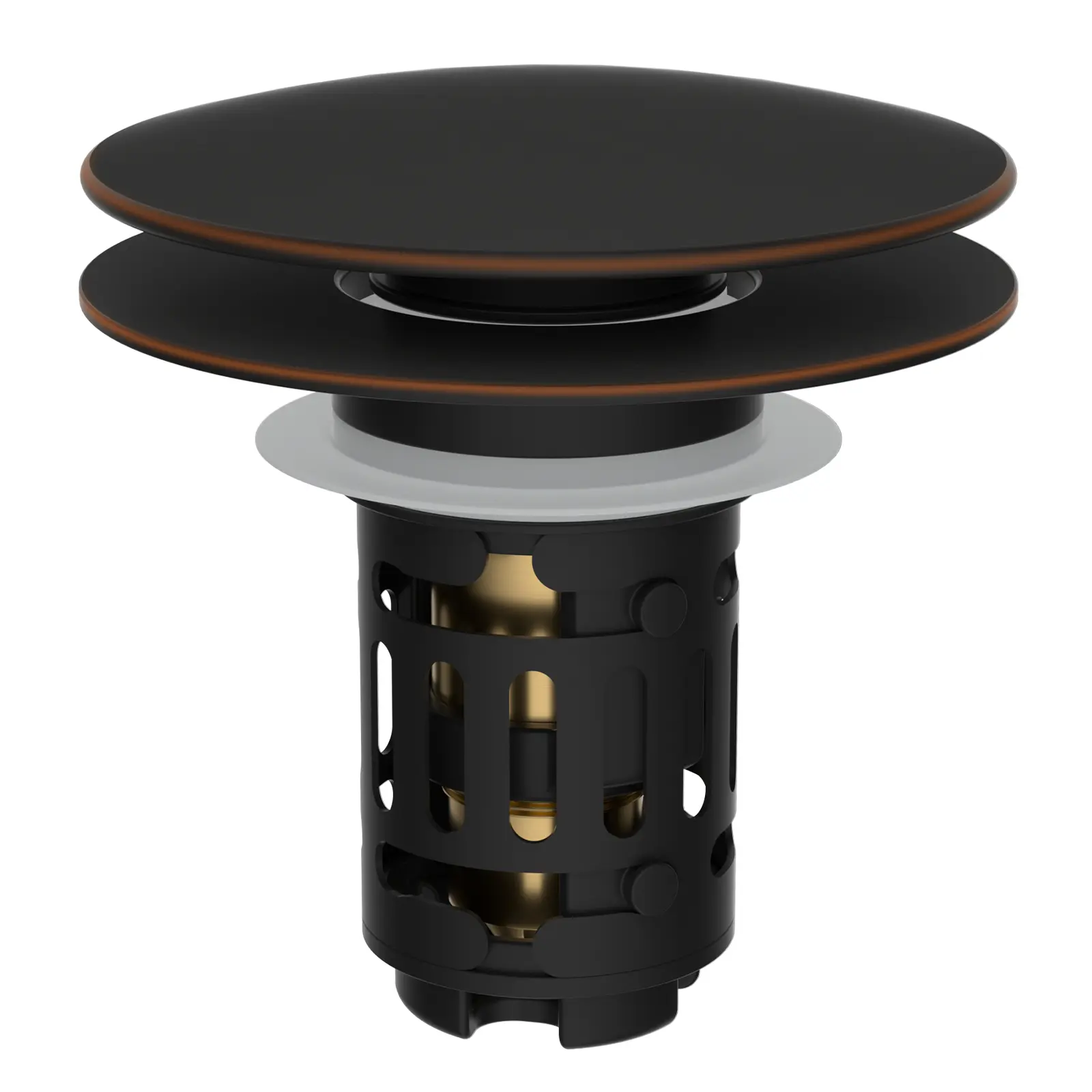 Hibbent Upgraded 3 in 1 Bathroom Sink Drain Strainer, Pop Up Sink Stopper with Big Push Cap, Anti-Clogging Metal Filter Basket,Sink Plug with Hair Catcher for 1.1''~2.36'' Basin, Oil-Rubbed Bronze
