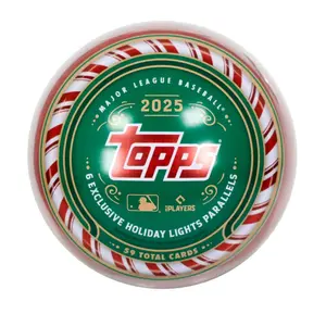 Topps 2025 Holiday Tin - 59 Cards with 4 Base Lights Parallels & Exclusive Content - Limited Edition Collector's Tin