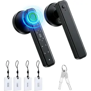 Fingerprint Door Lock, Door Locks for Bedroom, Keyless Entry Door Knob (Fingerprint/Code/Key) Auto Lock for Apartment, Office-Black