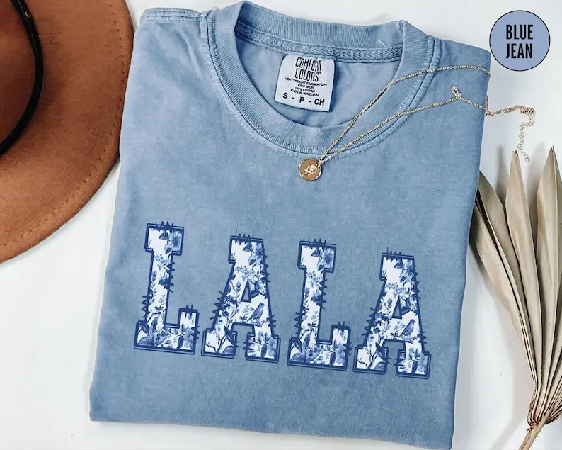 Toile De Jouy Lala Shirt, Floral Lala Graphic Tees, Comfort Colors Floral Lala Shirt, Mothers Day Gift For Grandma, Aunt Shirt For Auntie Outfit