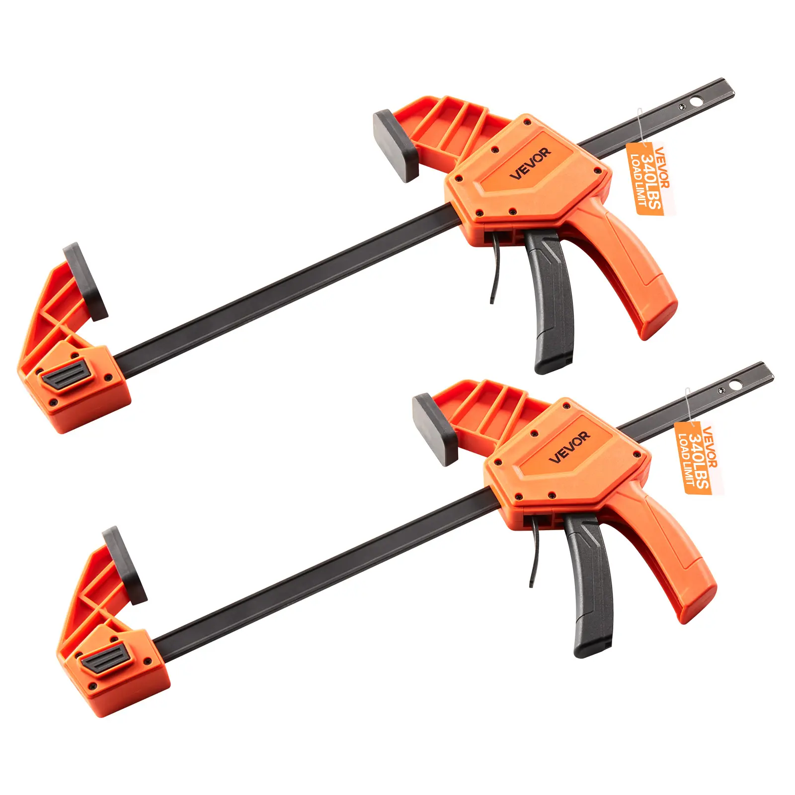 【Summerfinds】VEVOR Bar Clamps for Woodworking,2-Pack 12 inch One-Handed Clamp/SpreaderQuick-Grip F-Clamp with 340 lbs Load LimitPremium Plastic and Carbon Steelfor Woodworking Metal workingOrange + Black