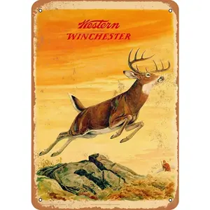 Vintage Style Rusty Look Western Deer Metal Aluminum Sign, Wall Decor for Bar Pub Beer Home Garage, Wall Decor